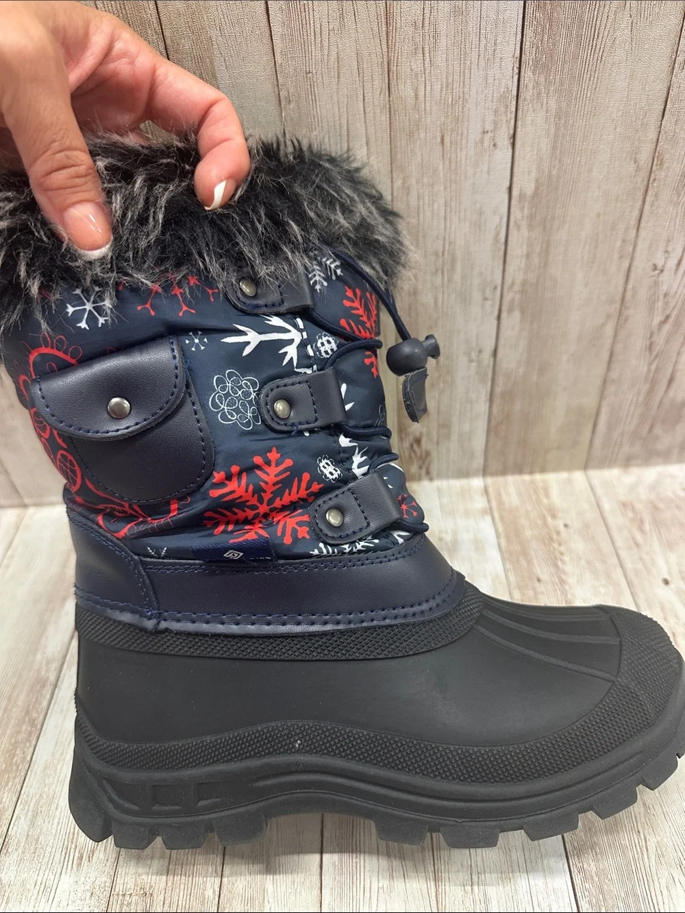 Kids Navy Snow Boots size 1 Dreampairs